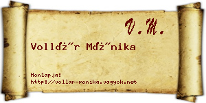 Vollár Mónika névjegykártya